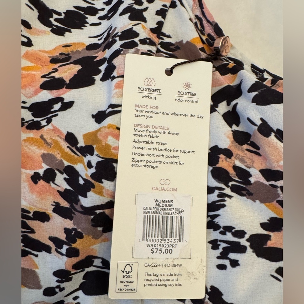 New! CALIA Women's Performance Dress New Animal Unbleached, sz M - Picture 4 of 13